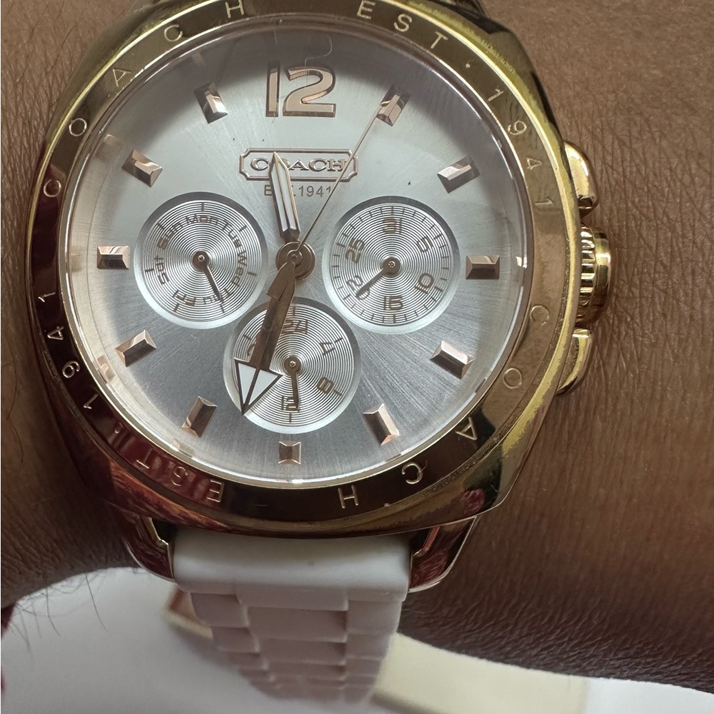 Coach Gold and Cream Chronograph Watch